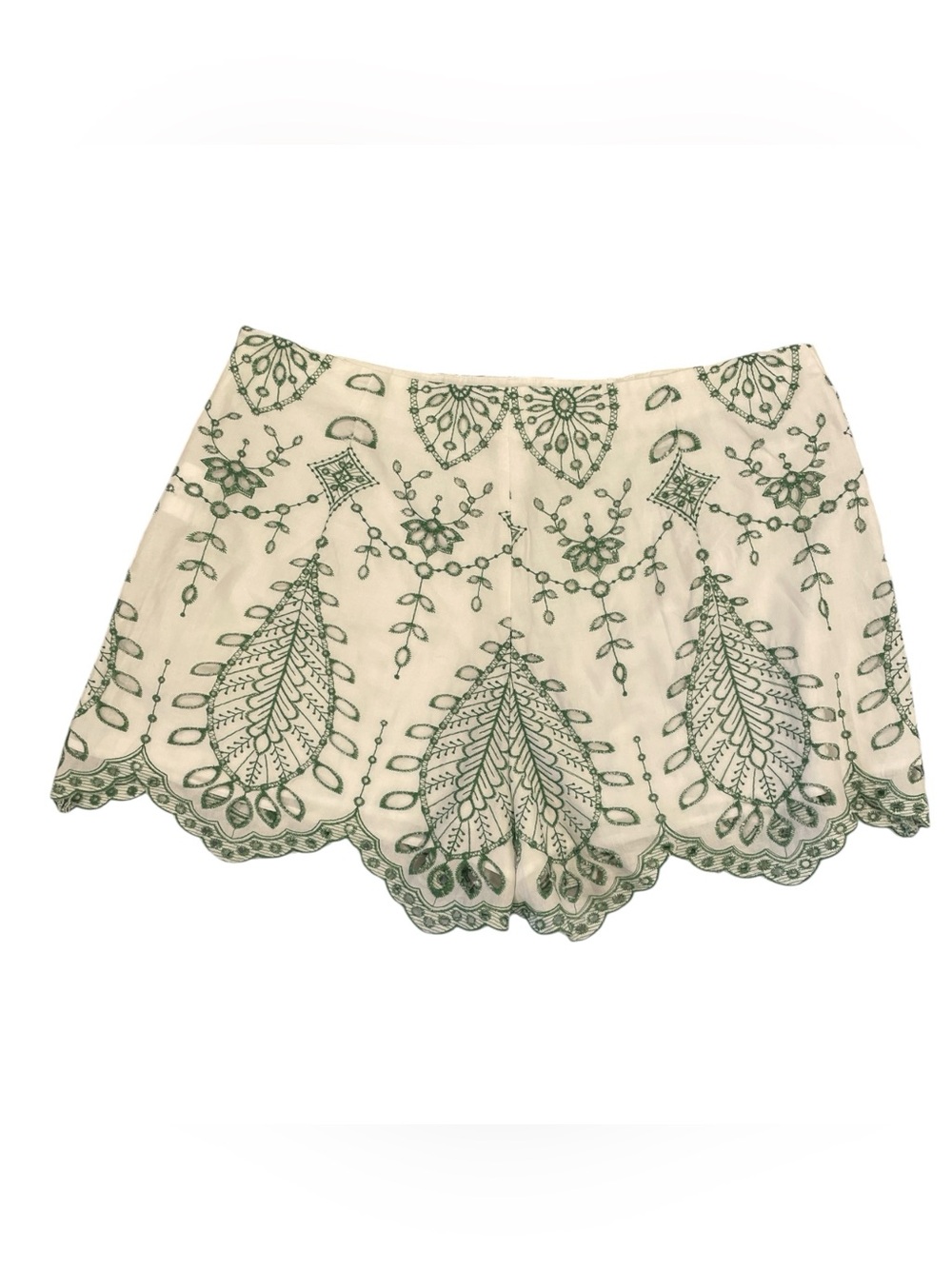 Zara Shorts for Women’s White with Green Eyelet Embroidery Size XL NWT - Picture 6 of 12